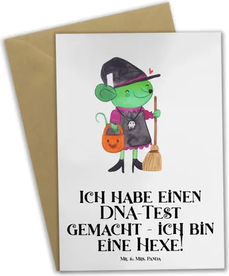 Produktbild von Mr. & Mrs. Panda babykarte Halloween Hexe - Weiß - Geschenk, Gruselparty, hochzeitskarten, glückwunschkarten, Freude teilen, Grußkarten, Feiertage, Feiertag, Geschenke