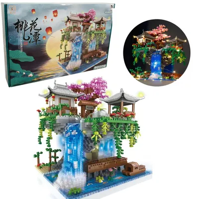 Produktbild von COIL Bausteine ​​Wasserfalltempel – 2706 Teile – Dekoratives Bauset mit LED-Beleuchtung – Japanische Landschaft – Kreatives Bauset - Ab 6 Jahren