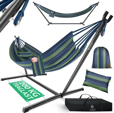 Produktbild von KESSER® Hängematte LAKE mit Gestell Doppelhängematte für 2 Personen-Stabiler Rahmen 200kg Belastbarkeit Indoor & Outdoor XXL Hängesessel Doppel Mehrpersonen Garten Pool Balkon Terrasse
