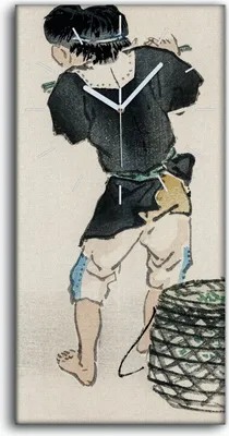 Produktbild von Leinwand Wanduhr Wandkunst Uhr 30x60 Malerei Asiatische Dorfbewohner Kunst - weiße Hände
