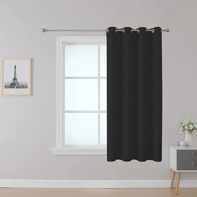 Brandhemmender Verdunkelungsvorhang, 132x63 cm, Schwarz, 1 Paneel