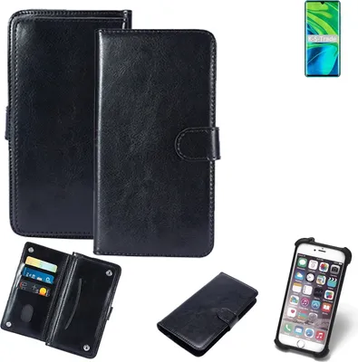 Produktbild von K-S-Trade 360° Hülle kompatibel mit Xiaomi Mi CC9 Pro schwarz Kunstleder Case BookCase WalletCase Kunstlederederhülle Handyhülle, Rundumschutz