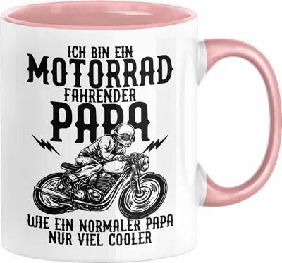 Produktbild von Motorrad Papa Tasse Geschenk Motorradfahrer Vatertag Geschenkidee Ich Bin Ein Motorrad Fahrender Papa Wie Ein Normaler Papa Nur Viel Cooler Kaffee-Becher (Rosa)