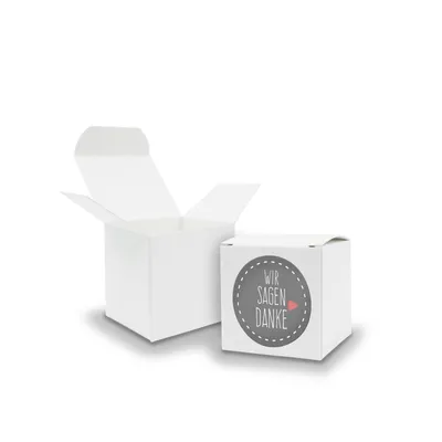 Produktbild von SET Wir sagen Danke (Motiv26) 24x Faltschachtel Würfel 5cm weiß  + Sticker