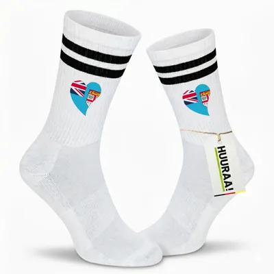 Produktbild von Huuraa Uni Socken Fidschi Flagge Herz 42/46 Black Baumwolle Tennissocken Geschenkidee