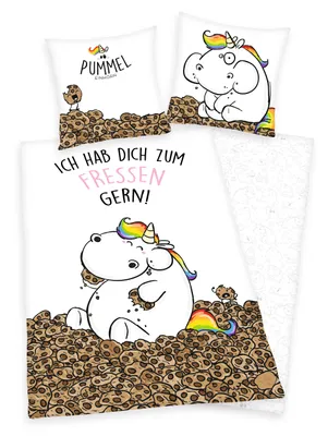 Produktbild von Pummeleinhorn Renforcé-Bettwäsche 135 x 200/80 x 80 cm, Zum Fressen Gern