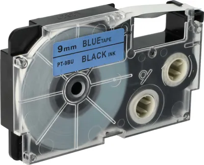 Produktbild von vhbw Schriftband-Kassette kompatibel mit Casio KL-200, KL-2000, KL-130, KL-100E, KL-120, KL-1500, CW-L300 Etiketten-Drucker 8m x 9mm Schwarz auf Blau