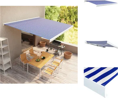 Obrázek produktu pro vidaXL Kazetová markýza s motorem 400x300 cm Modrá a bílá - Markýzy
