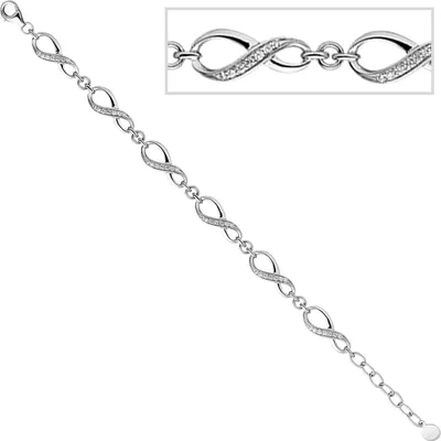 Produktbild von Armband Unendlichkeit 925 Sterling Silber mit Zirkonia 19 cm Silberarmband