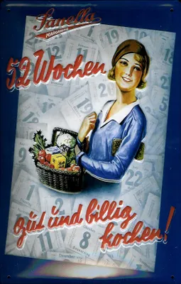 Produktbild von Blechschild Sanella Margarine 52 Wochen Schild Nostalgieschild