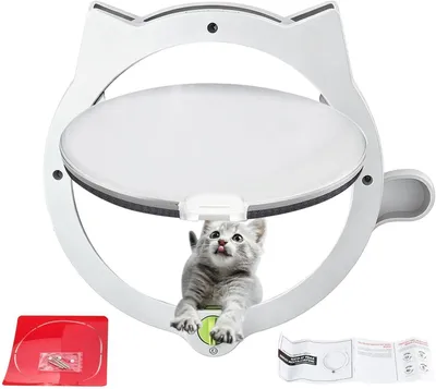 Produktbild von Tierausgang – Katzenklappe – Zugang für Haustiere – 4 Verriegelungsstufen – 31 x 26 cm – Weiß