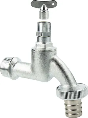 Produktbild von tecuro Auslaufventil 3/4 Zoll, Steckschlüssel-Oberteil, Schlauchtülle, MS mattverchromt