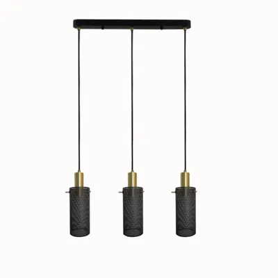 Produktbild von Tirana Schwarz-Gold 3-flammige Pendelleuchte