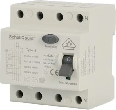 Produktbild von VDE FI-Schutzschalter Typ B 63A 30mA 4-polig VDE  Allstromsensitiv Fehlerstromschutzschalter Wallbox  RCD