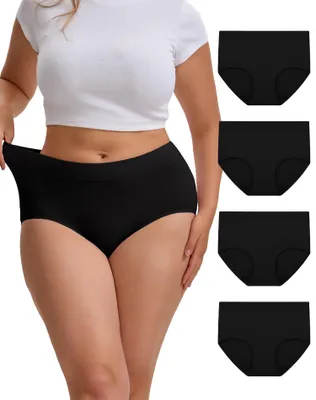 Produktbild von Damen Unterwäsche, Baumwolle, hohe Taille, Boxershorts, 4er-Pack
