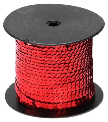 Paillettenborte rot, 6 mm, 91,4 m, glänzend, DIY
