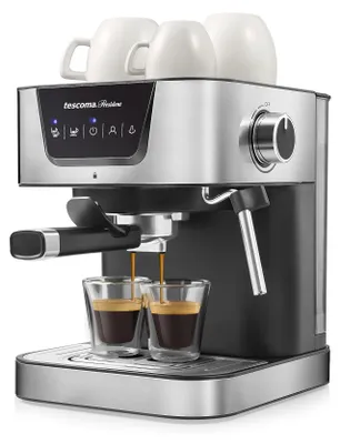 Espressomaschine 19 bar, Doppelauslauf, 1,5 l, Edelstahl, schwarz
