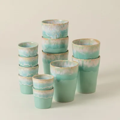 Produktbild von Costa Nova Grespresso Kaffeetassen-Set – Mokka, Lungo & Espresso – 18-teilig – Aqua – Für 6 Personen – Steingut – Hergestellt in Portugal