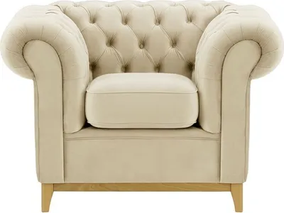 Produktbild von SLF24 - Sessel Chesterfield Wood - hellbeige - Velluto 2