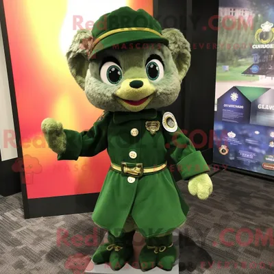 Productafbeelding van Groene REDBROKOLY baret mascottekostuum gekleed met een jurk en reversspeldjes