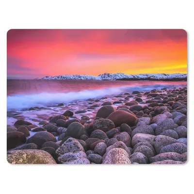 Produktbild von MuchoWow® Mauspad Mousepad Sonne - Steine - Schnee - Landschaft - Wasser 23x19 cm - Mousepads - Maus Mat - Pad - Mausunterlage - Schreibtischunterlage - Mauspad