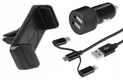 Produktbild von DBautomotive KFZ-Ladegerät mit 2x USB und 3in1 Ladekabel