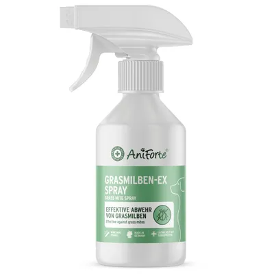 Produktbild von AniForte Grasmilben-EX Spray 250ml - Grasmilbenspray für Hunde, effektive & langzeitige Abwehr gegen Grasmilben & Parasiten, beruhigt gereizte Haut