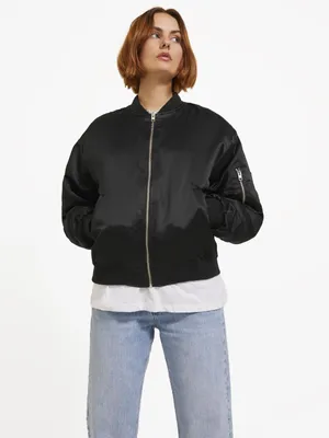 Produktbild von Jack & Jones 12224679_2161_S, Bomber, Uni, Erwachsener, Reißverschluss, Polyester, Schwarz
