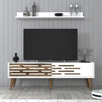 Produktbild von Skye Decor, Valensiya 140 - White, TV-Einheit, Weiß, 100 % MELAMINBESCHICHTETE SPANPLATTEN, 140 x 45 x 35 cm