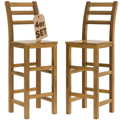 Productafbeelding van Barkruk met Rugleuning 4 Stuks Acaciahout
