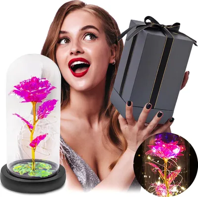 Produktbild von Ewige Rose im Glas mit LED-Beleuchtung - eine Geschenkidee für einen lieben Menschen