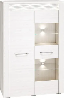 Produktbild von Zweitürige Vitrine DERIKA – weiße Kiefer