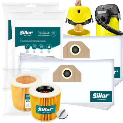 Obrázok produktu pre Sillar Set 20× vrecká do vysávača + 2× ochranný filter motora – vhodné pre Kärcher WD 3 P Premium (6.959-130.0 / 6.414-552.0)