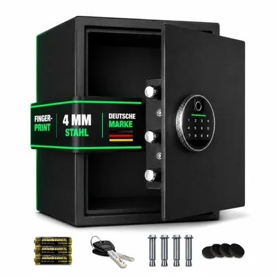 Produktbild von ONBEST Möbeltresor mit Fingerabdruck | XL  | 4mm Stahltür | mit Zubehör | Elektrisch | 35x50x31 cm (BxHxT)