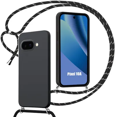 Image de Coque pour Google Pixel 10a, Protection Silicone Liquide Antichoc Anti-Rayure avec Cordon Noir
