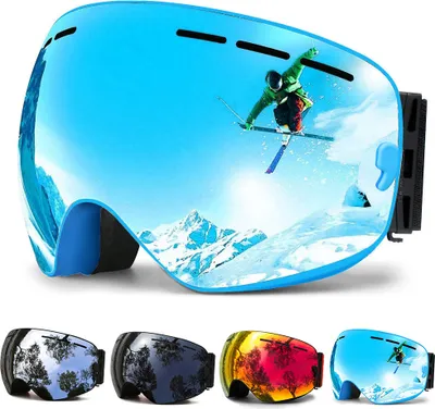 Produktbild von Skibrille Damen Herren, Schneebrille 100% UV-Schutz Skibrille für brillenträger, Anti-Nebel Snowboard Brille Ski Goggles