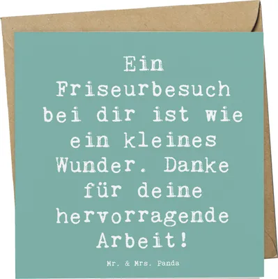 Produktbild von Mr. & Mrs. Panda Grußkarte Spruch Friseur Wunder - Meeresbrise - Geschenk, Leidenschaft, Haare, Klappkarte, anlasskarte, Aufmerksamkeit, perfekten Schnitt, Danke, sagen