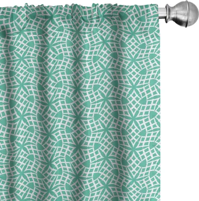 Produktbild von ABAKUHAUS Aqua-Damast Vorhänge, Gardinen, Star-Look floralen Motiven Simplistic Monochrome Modern Illustration, 2 Stück 75 x 175 cm, Seafoam und Weiß