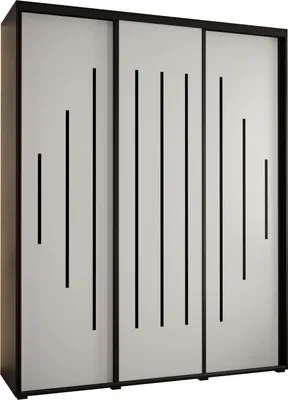 Produktbild von MEBLE KRYSPOL Davos 12 Schrank, drei Türen - 235,2x190x60 cm - Schwarz Weiß Schwarz
