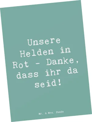 Produktbild von Mr. & Mrs. Panda Postkarte Spruch Feuerwehrmann Helden - Meeresbrise - Geschenk, Fotokarte, Danke, unvergesslich, Ansichtskarte, Bedanken, Ansichtskarten, Aufmerksamkeit