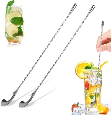Immagine prodotto di Mescolino per cocktail, lungo, in acciaio inossidabile, con spirale, ideale per martini
