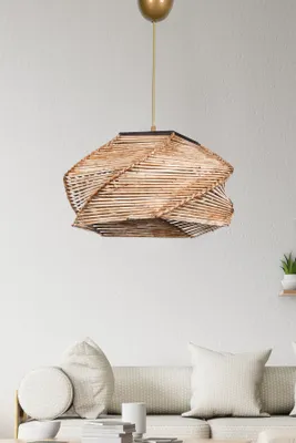 Produktbild von Opviq, Pentagone, Kronleuchter, HOLZKÖRPER, Beige, 36 x 36 x 65 cm