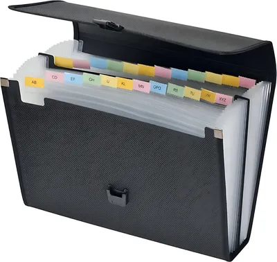 Produktbild von FSY Fächertasche A4, 24 Fächer, PP, schwarz, 1 Stück