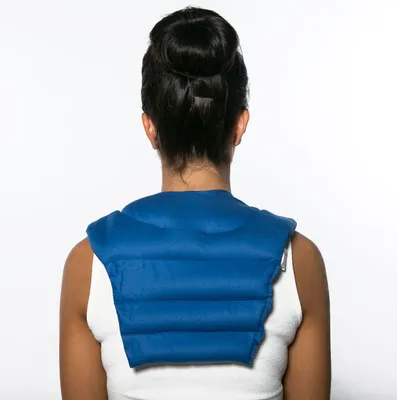 Produktbild von Nackenhörnchen mit Rückenteil - Bio-Stoff enzianblau - Bio-Dinkelkissen - Nackenkissen - Rücken Wärmekissen