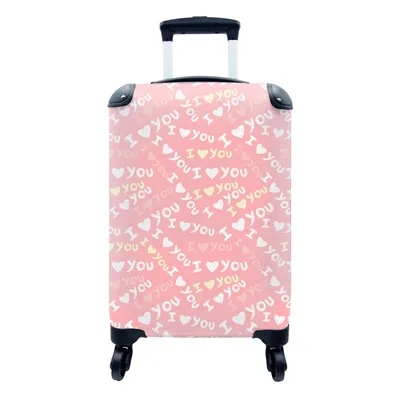 Produktbild von MuchoWow® Koffer Handgepäck Trolley Rollkoffer Kleine Reisekoffer mit 4 Rollen - Liebe - Sprichwörter - Valentinstag - Cabin Size < 55x40x23 cm & 55x40x20 cm - Fotokoffer - Kabinenkoffer - Boardgepäck - Reise-Box - Reisekoffer - Reisegepäck - Koffer mit Bild - Trolley für Kinder