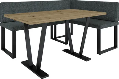 Produktbild von Eckbank AKIKO METAL mit Tisch 196x142 rechts - Eckbankgruppe f r Ihrem Esszimmer, K che modern, Sitzecke, Essecke. Perfekt f r K che, B ro und Rezeption