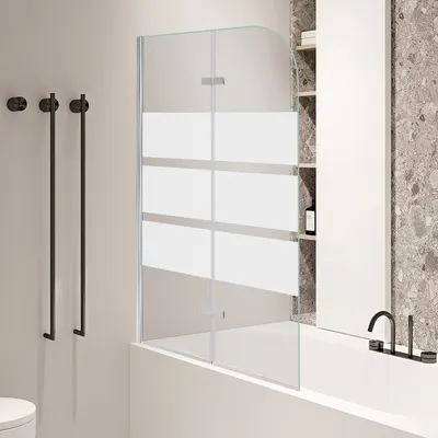 Immagine prodotto di Clanmacy cabina doccia 100x140cm schermo pieghevole per vasca da bagno Schermo doccia in vetro 6mm NANO Easy Clean