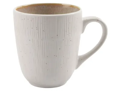 Produktbild von Kaffeetassen - 300 ml - Beige - Weiß - Steingut - mit Reliefprägung - 12er Set
