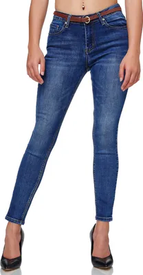 Produktbild von Elara Damen High Waist Hose Stretch EL19D1 Dunkelblau 36 (S)