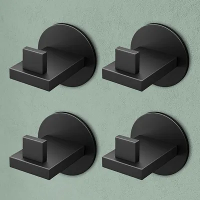 Produktbild von Mai & Mai Kleiderhaken 4 Stück Wandgarderobe Wandhaken aus Edelstahl Garderobenleiste Garderobenhaken 6cm Matt schwarz Stalo-08